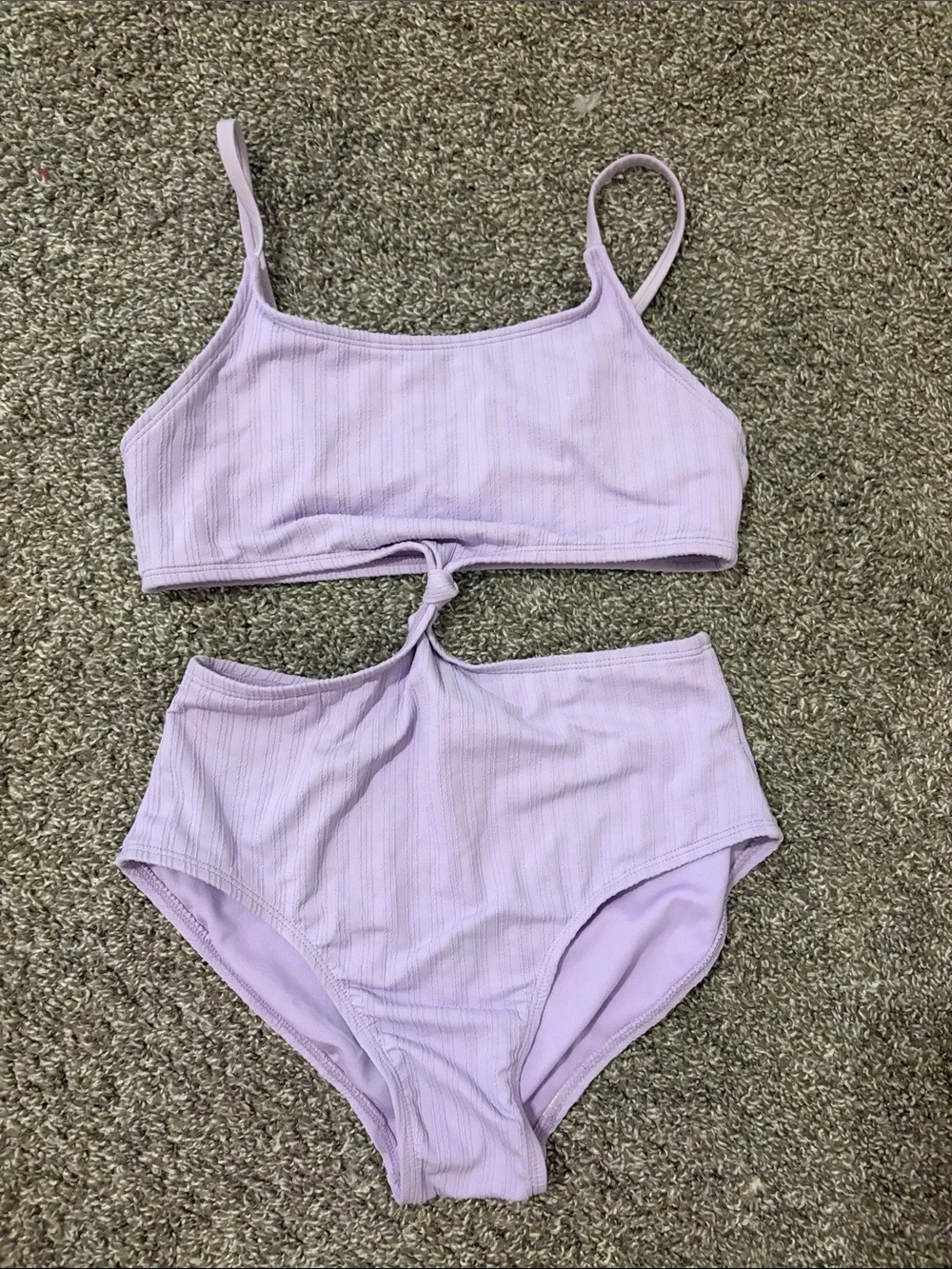 art class Lilac Ribbed Two-Piece Kids Swim Bikini with Front Twist